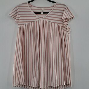 3For$20 Now N Forever White shirt w/Mauve Pink stripes size N/A looks like a Lg